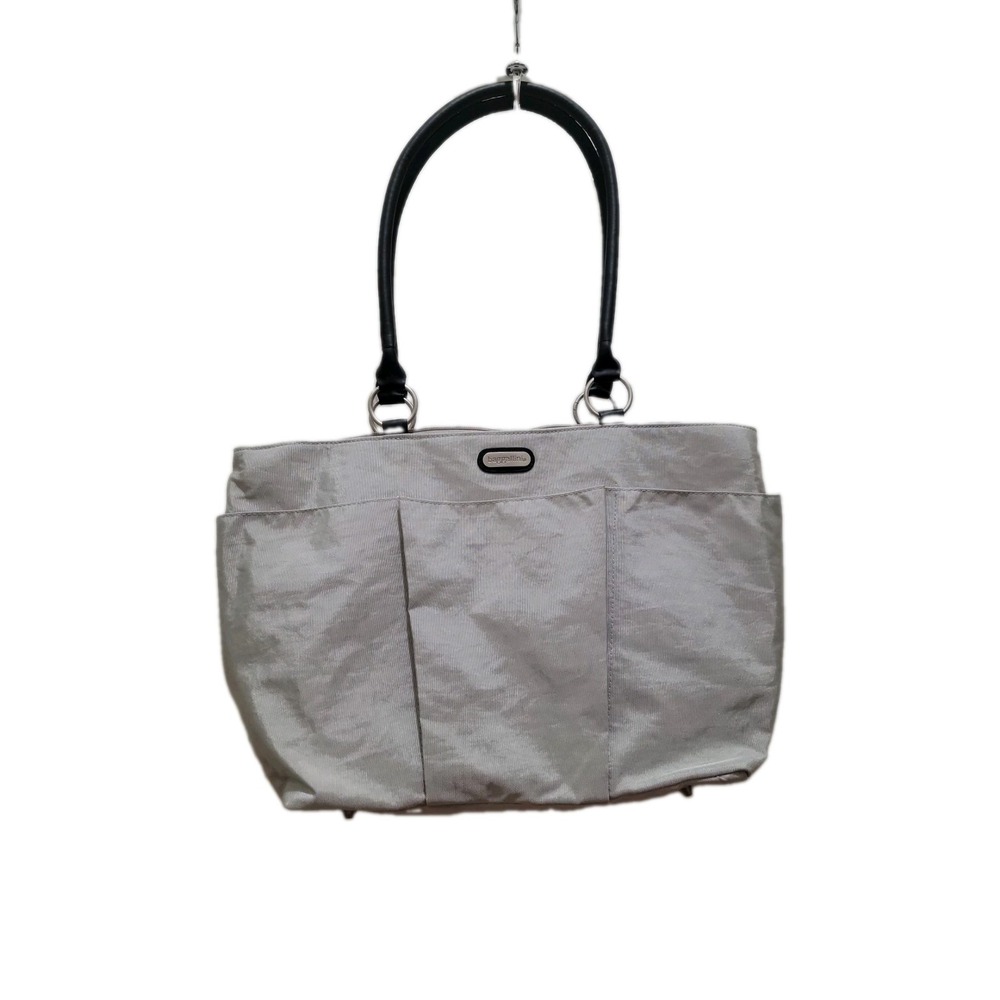 Baggallini Gray Tote Bag Zip Top Double Handles Pockets Zippered Coin ID Pouch